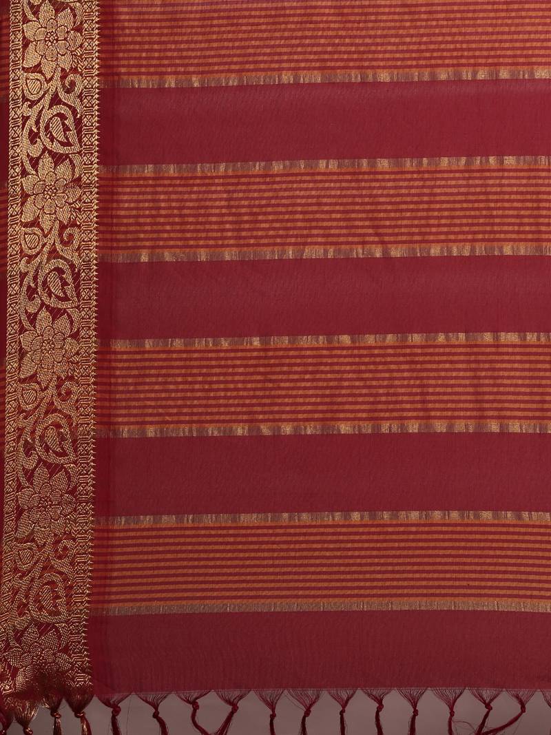 CLASSICATE from the house of The Chennai Silks Orange Gadwal Saree With Running Blouse