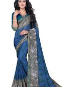 Blue printed georgette saree with blouse