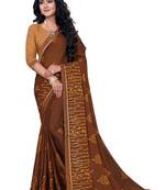 Light brown printed georgette saree with blouse