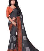 Grey printed georgette saree with blouse