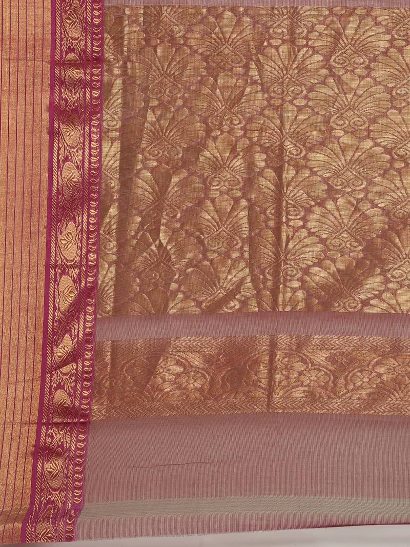 Classicate From The House Of The Chennai Silks Brown Venkatagiri Pure Cotton Saree Without Blouse