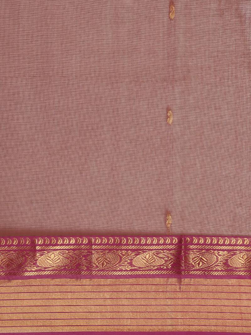 Classicate From The House Of The Chennai Silks Brown Venkatagiri Pure Cotton Saree Without Blouse