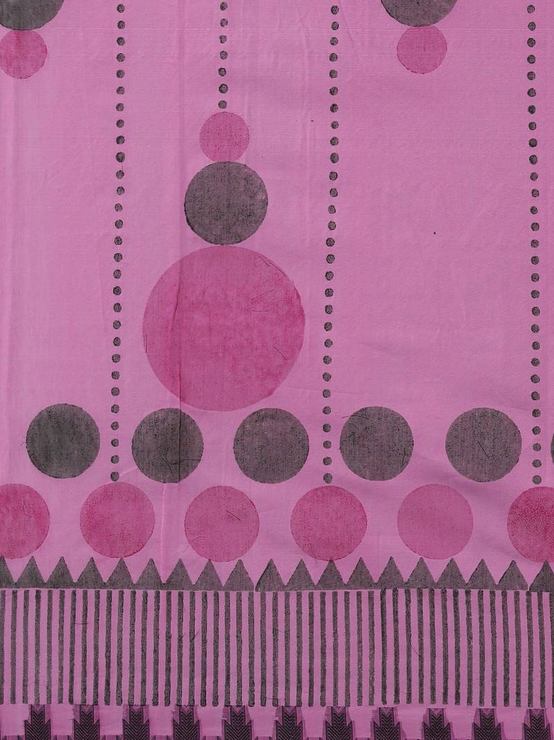 CLASSICATE from the house of The Chennai Silks Purple Printed Cotton Blend Chanderi Saree With Running  Blouse