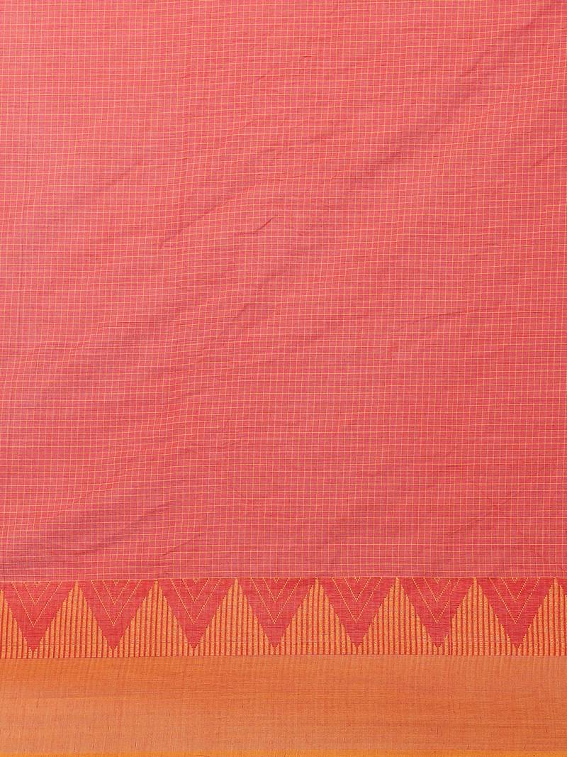 Classicate From The House Of The Chennai Silks Red Chettinad Pure Cotton Saree Without Blouse