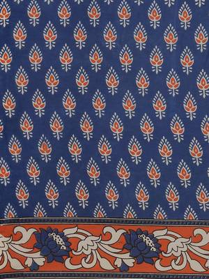 CLASSICATE from the house of The Chennai Silks Navy Blue Printed Kalamkari Pure Cotton Saree With Running Blouse 4