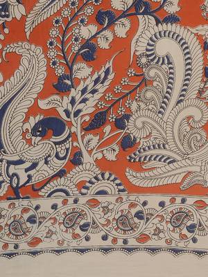 CLASSICATE from the house of The Chennai Silks Navy Blue Printed Kalamkari Pure Cotton Saree With Running Blouse 5