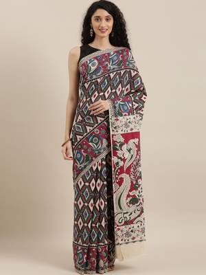 CLASSICATE from the house of The Chennai Silks Multicolor Printed Kalamkari Pure Cotton Saree With Running Blouse 1