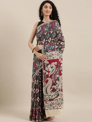 CLASSICATE from the house of The Chennai Silks Multicolor Printed Kalamkari Pure Cotton Saree With Running Blouse 2