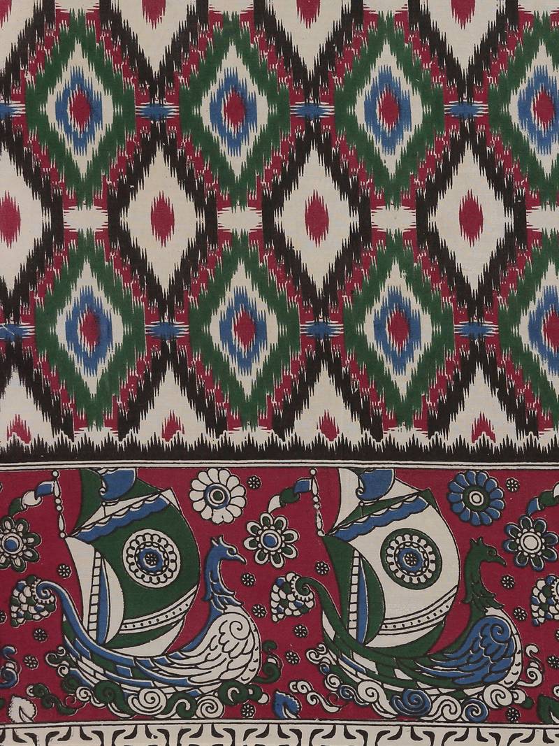 CLASSICATE from the house of The Chennai Silks Multicolor Printed Kalamkari Pure Cotton Saree With Running Blouse