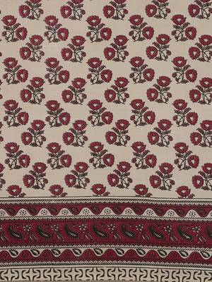 CLASSICATE from the house of The Chennai Silks Beige Printed Kalamkari Pure Cotton Saree With Running Blouse 4