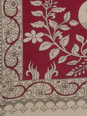 CLASSICATE from the house of The Chennai Silks Beige Printed Kalamkari Pure Cotton Saree With Running Blouse 5
