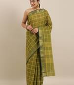 Classicate From The House Of The Chennai Silks Green South Cotton Saree Without Blouse