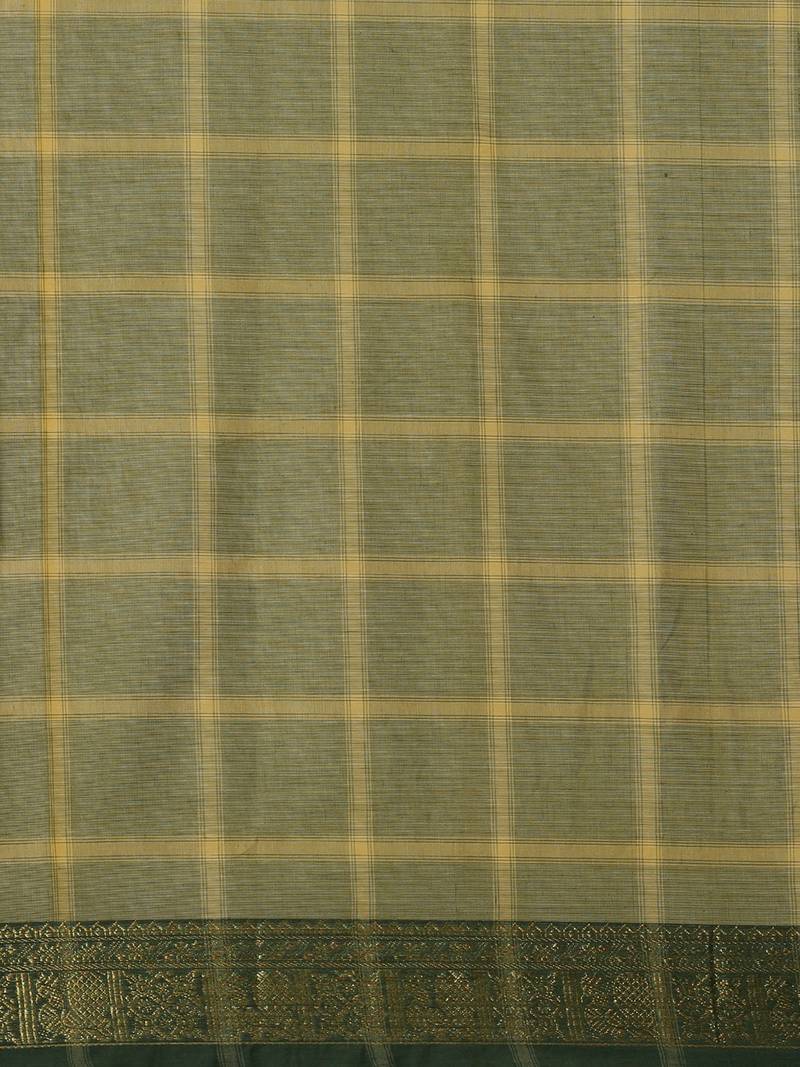 Classicate From The House Of The Chennai Silks Green South Cotton Saree Without Blouse