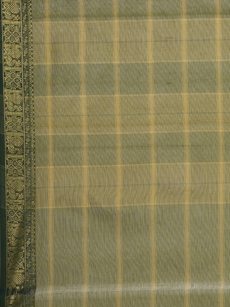 Classicate From The House Of The Chennai Silks Green South Cotton Saree Without Blouse