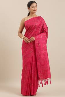 CLASSICATE from the house of The Chennai Silks Magenta Embroidered Saree With Running  Blouse