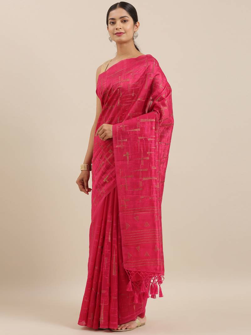 CLASSICATE from the house of The Chennai Silks Magenta Embroidered Saree With Running  Blouse