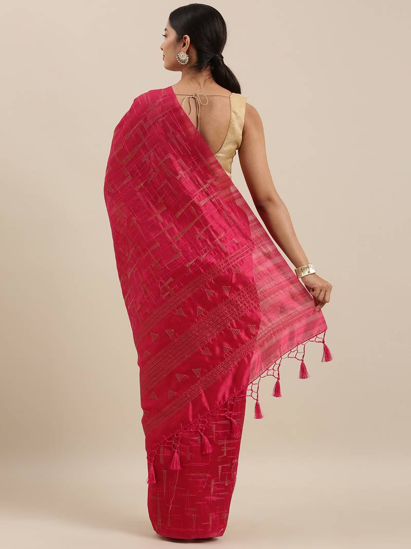 CLASSICATE from the house of The Chennai Silks Magenta Embroidered Saree With Running  Blouse