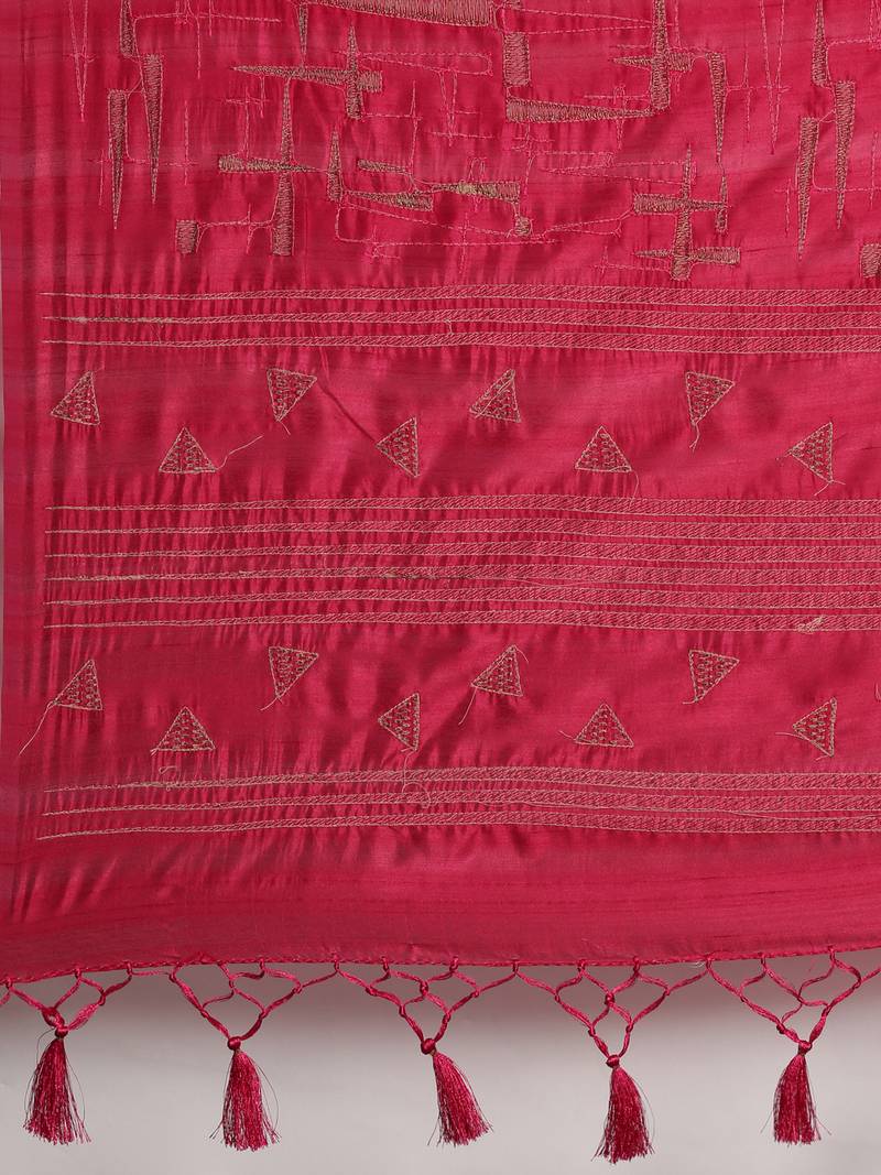 CLASSICATE from the house of The Chennai Silks Magenta Embroidered Saree With Running  Blouse