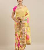 CLASSICATE from the house of The Chennai Silks Yellow Floral Printed Saree With Running  Blouse