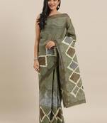 CLASSICATE from the house of The Chennai Silks Green Printed South Cotton Saree With Running  Blouse