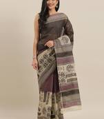 CLASSICATE from the house of The Chennai Silks Brown Printed South Cotton Saree With Running  Blouse