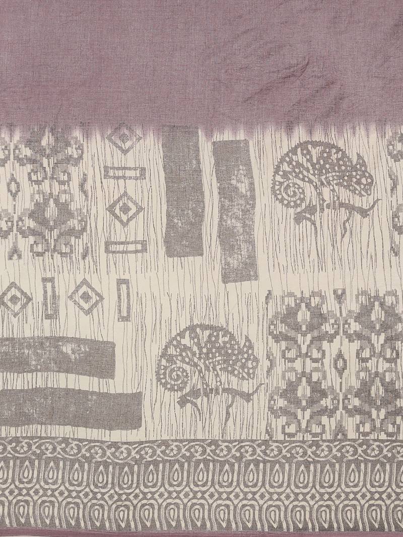 CLASSICATE from the house of The Chennai Silks Brown Printed South Cotton Saree With Running  Blouse