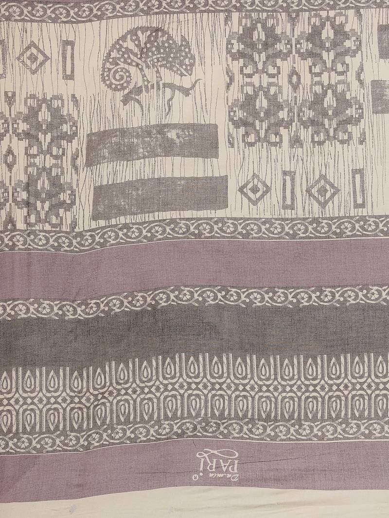 CLASSICATE from the house of The Chennai Silks Brown Printed South Cotton Saree With Running  Blouse