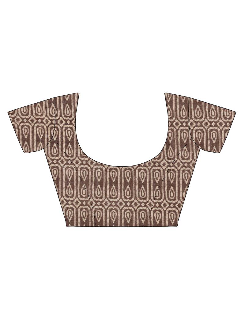 CLASSICATE from the house of The Chennai Silks Brown Printed South Cotton Saree With Running  Blouse