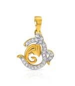 Mahi Gold Plated Om Ganpati Pendant with CZ