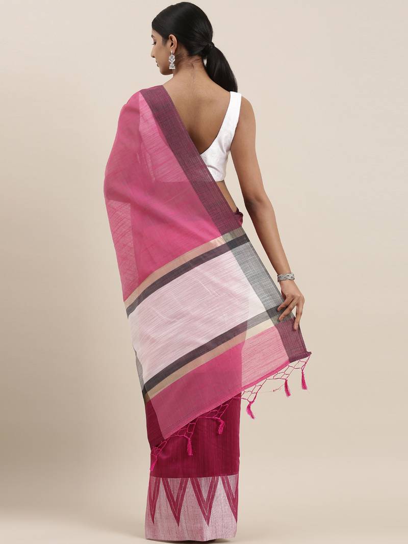 CLASSICATE from the house of The Chennai Silks Magenta Polycotton Saree With Running  Blouse