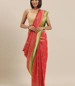 CLASSICATE from the house of The Chennai Silks Red Polycotton Saree With Running  Blouse