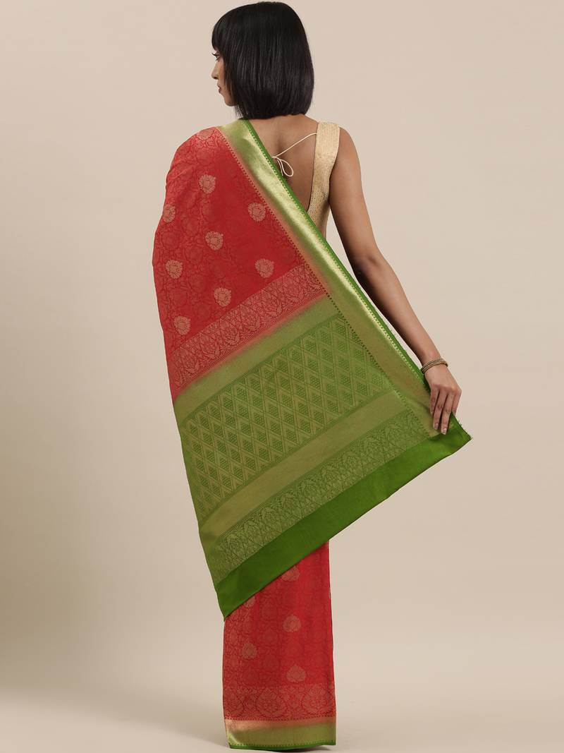 CLASSICATE from the house of The Chennai Silks Red Polycotton Saree With Running  Blouse