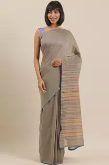 CLASSICATE from the house of The Chennai Silks Grey Polycotton Saree With Running  Blouse