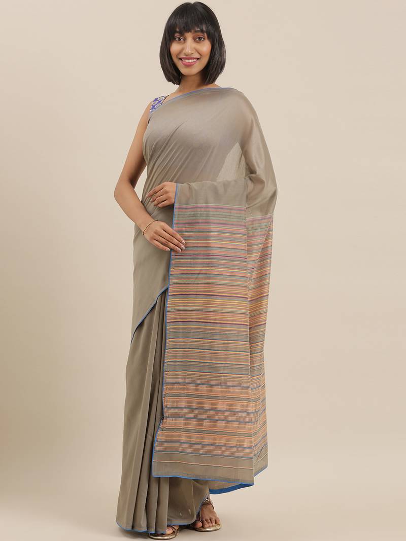 CLASSICATE from the house of The Chennai Silks Grey Polycotton Saree With Running  Blouse