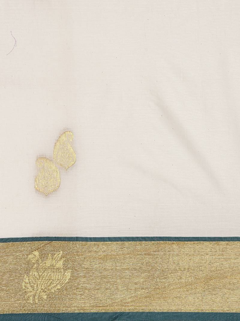 CLASSICATE from the house of The Chennai Silks Off-White Kerala Kasavu Saree With Running  Blouse