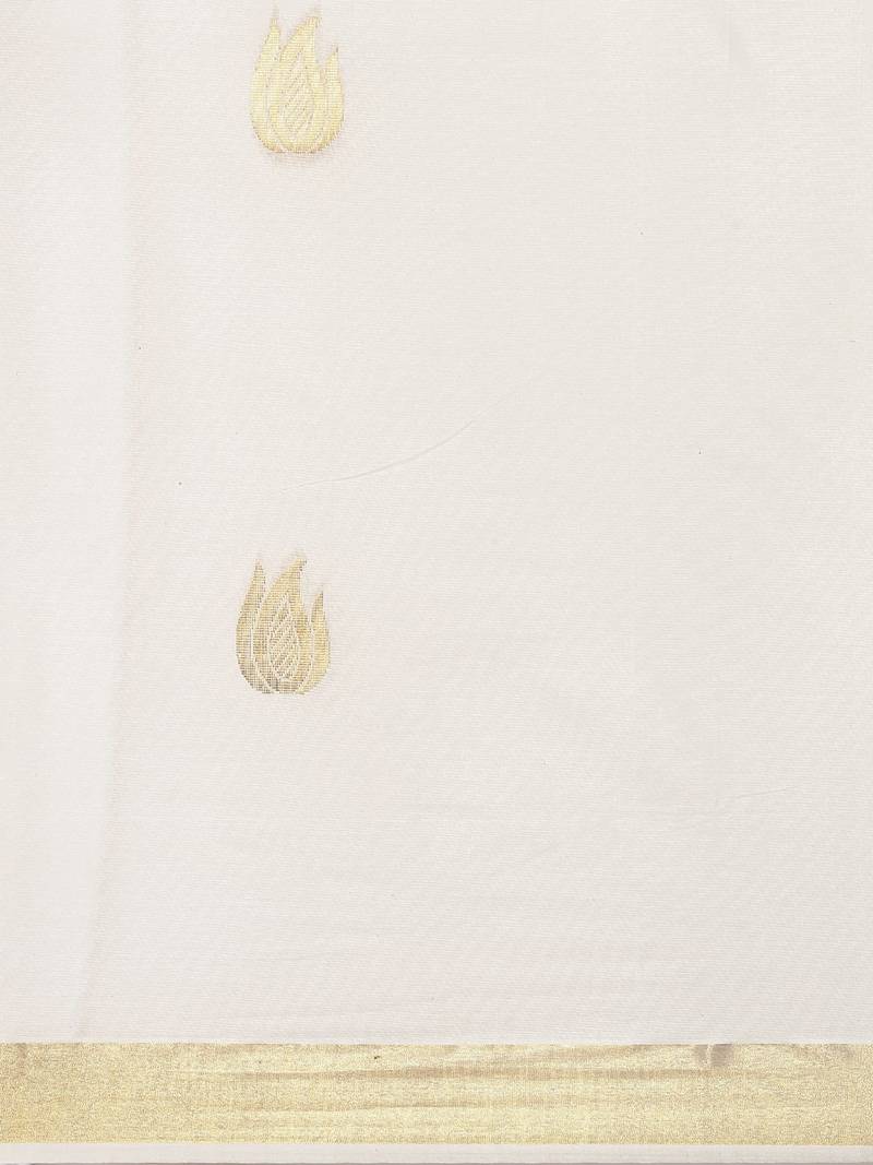 CLASSICATE from the house of The Chennai Silks Off-White Kerala Kasavu Saree With Running  Blouse