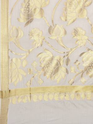 CLASSICATE from the house of The Chennai Silks Off-White Kerala Kasavu Saree With Running  Blouse 5