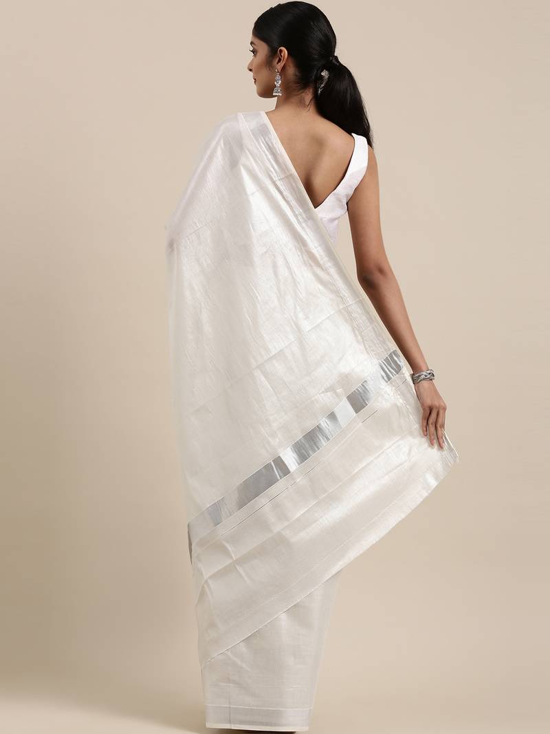 CLASSICATE from the house of The Chennai Silks Off-White Kerala Kasavu Saree With Running  Blouse