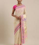 CLASSICATE from the house of The Chennai Silks Off-White Kerala Kasavu Saree With Running  Blouse