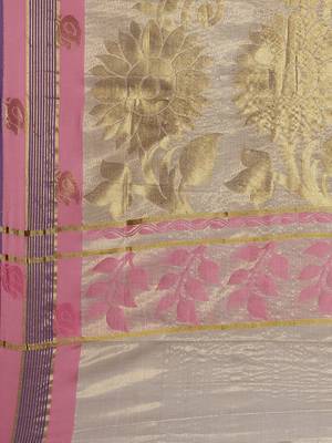 CLASSICATE from the house of The Chennai Silks Off-White Kerala Kasavu Saree With Running  Blouse 5