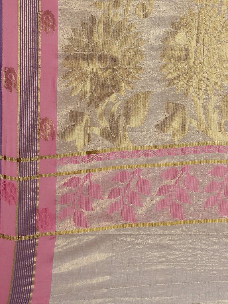 CLASSICATE from the house of The Chennai Silks Off-White Kerala Kasavu Saree With Running  Blouse