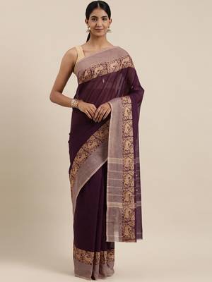 CLASSICATE from the house of The Chennai Silks Purple Chettinad Pure Cotton Saree Without Blouse 1