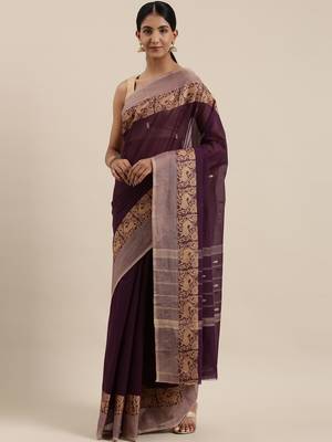 CLASSICATE from the house of The Chennai Silks Purple Chettinad Pure Cotton Saree Without Blouse 2