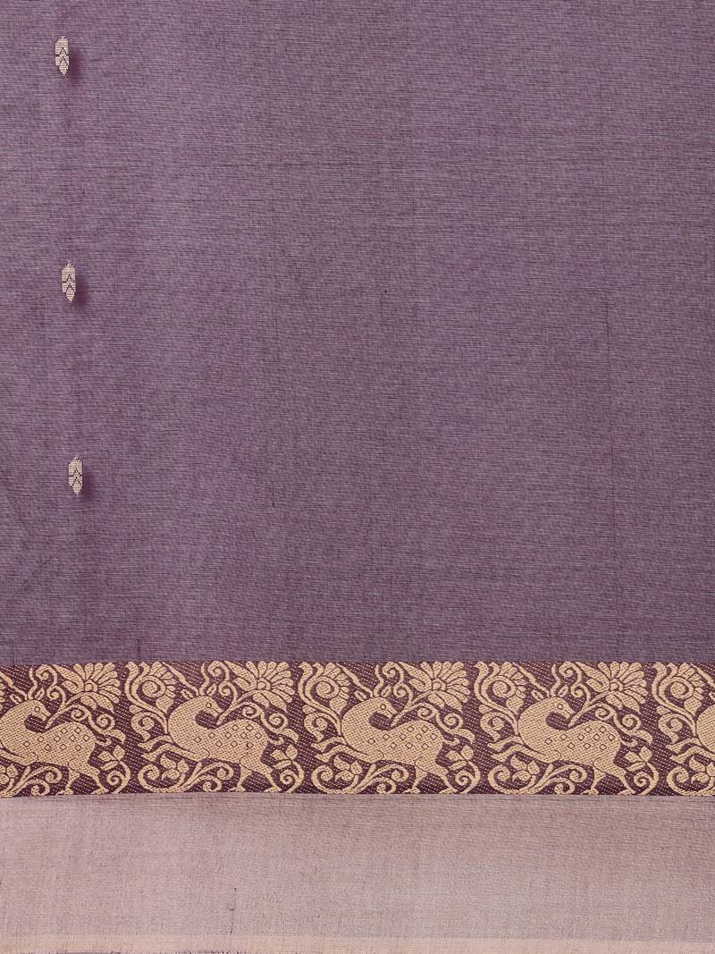 CLASSICATE from the house of The Chennai Silks Purple Chettinad Pure Cotton Saree Without Blouse