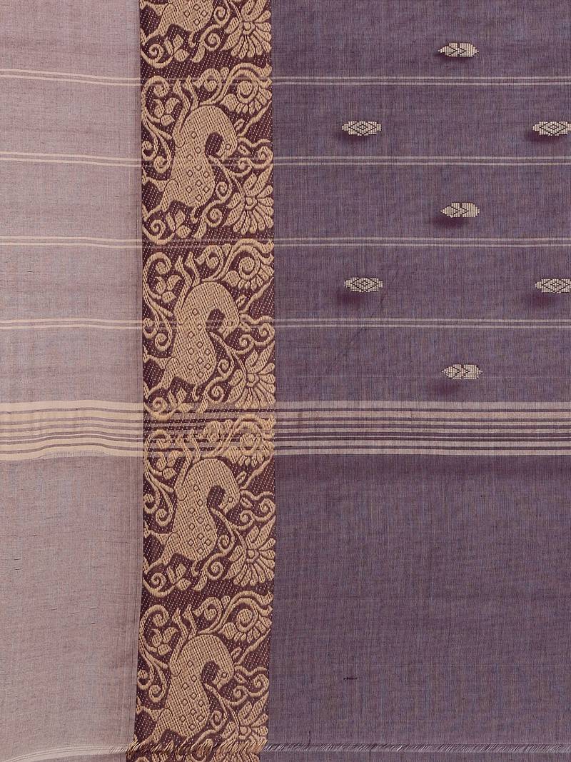 CLASSICATE from the house of The Chennai Silks Purple Chettinad Pure Cotton Saree Without Blouse