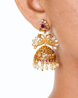 Gold ruby   jhumkas 2