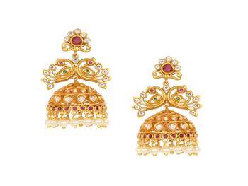 Gold ruby   jhumkas 4