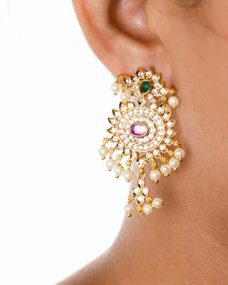 Gold ruby  chandbali 3