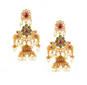 Gold emerald   jhumkas 1