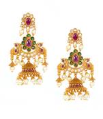 Gold emerald   jhumkas